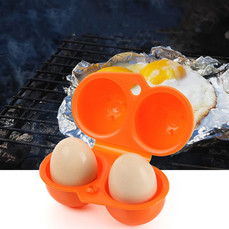 

Outdoor Camping Tableware Portable Camping Picnic BBQ Egg Box Container 2 Egg Storage Boxes Travel Kitchen Utensils Camping Gear
