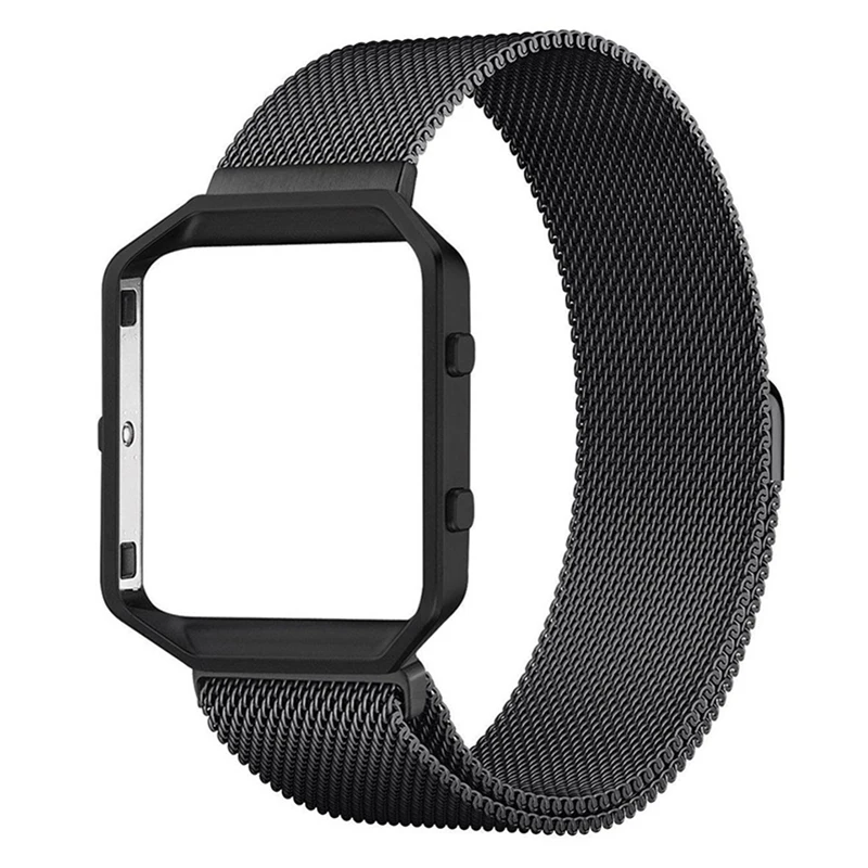 Магнитный замок сетки петля ремешок браслет с металлической рамкой для FitbitBlaze часы NC99 - Цвет: Черный