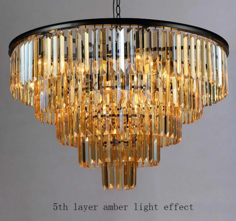 Modern Luxury Large Smoke Gray /Clear Crystal Chandelier Lighting for The Living Room