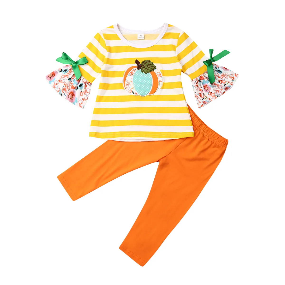 Emmababy Halloween Outfit Baby Boys Girls Pumpkin Tops T-shirt Long Pants Clothes Costume