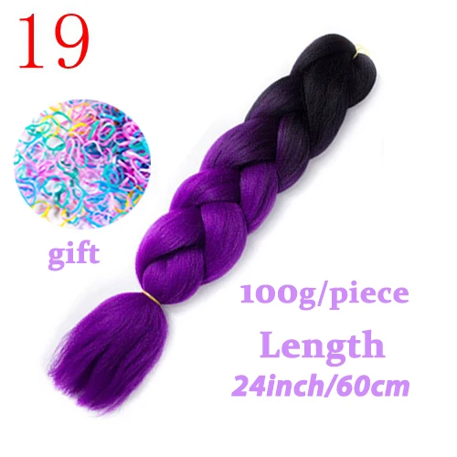 Hair Braid Synthetic Hair Extensions Jumbo False Braid Ombre Braiding Hair Pink Grey Blue Color Kanekalon - Цвет: #17