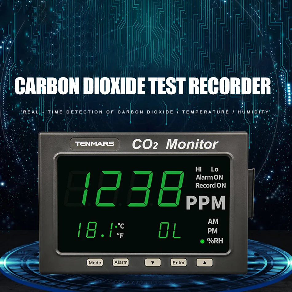 TM 187 регистратор мониторинга температуры и влажности углекислого газа с большим