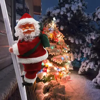 

Electric Plush Climbing Ladder Santa Claus With Music Christmas Figurine Ornament Xmas Party DIY Crafts Festival 2020 Gifts