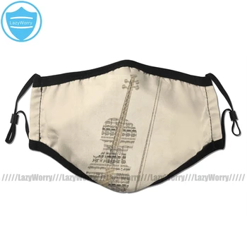 

Violin Mouth Face Mask Violin Old Sheet Music Facial Mask Fashion Funny with 2 Filters for Adult