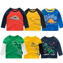 Детские футболки из хлопка коллекция года; милые футболки с длинными рукавами и героями мультфильмов для мальчиков и девочек; сезон осень-зима; толстовки для детей; футболки для мальчиков