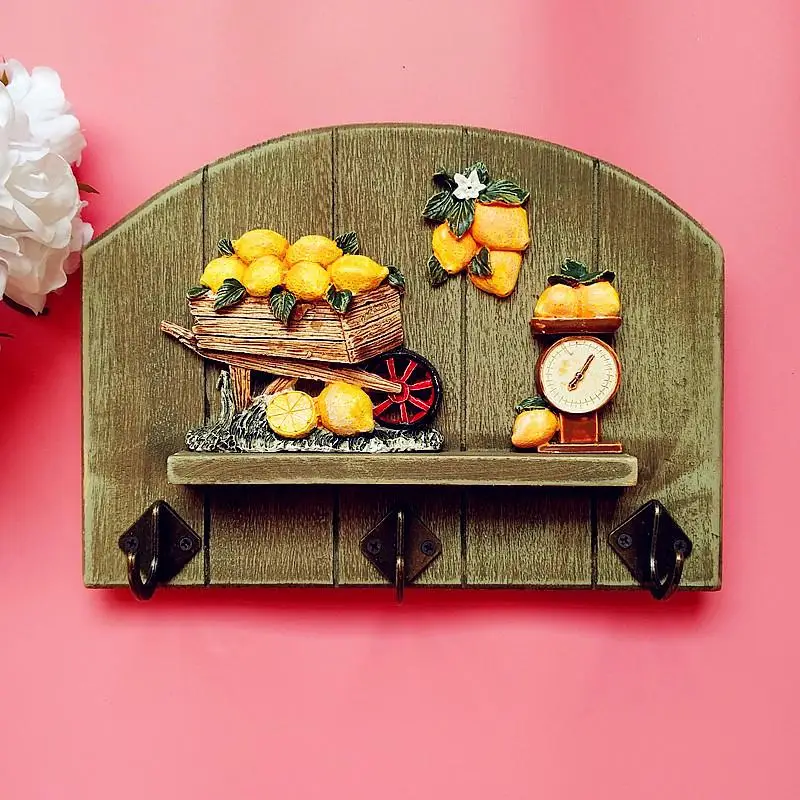 

Creative Retro Iron Storage Rack Wall Hanging Wood Hook Shelf Debris Rack Wall Display Stand Holder Organizer DIY Home Decor