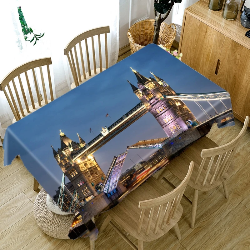 3D Модная легкая пылеотталкивающая скатерть с рисунком моста, Плотная хлопковая прямоугольная/круглая скатерть для свадебного пикника