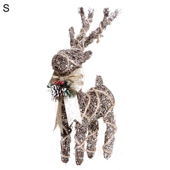 

new 3pcs Christmas Iron Wire Deer Decoration Hemp Pine Needles Elk Outdoor Yard Party Decor Xmas Sculpture Table Ornaments