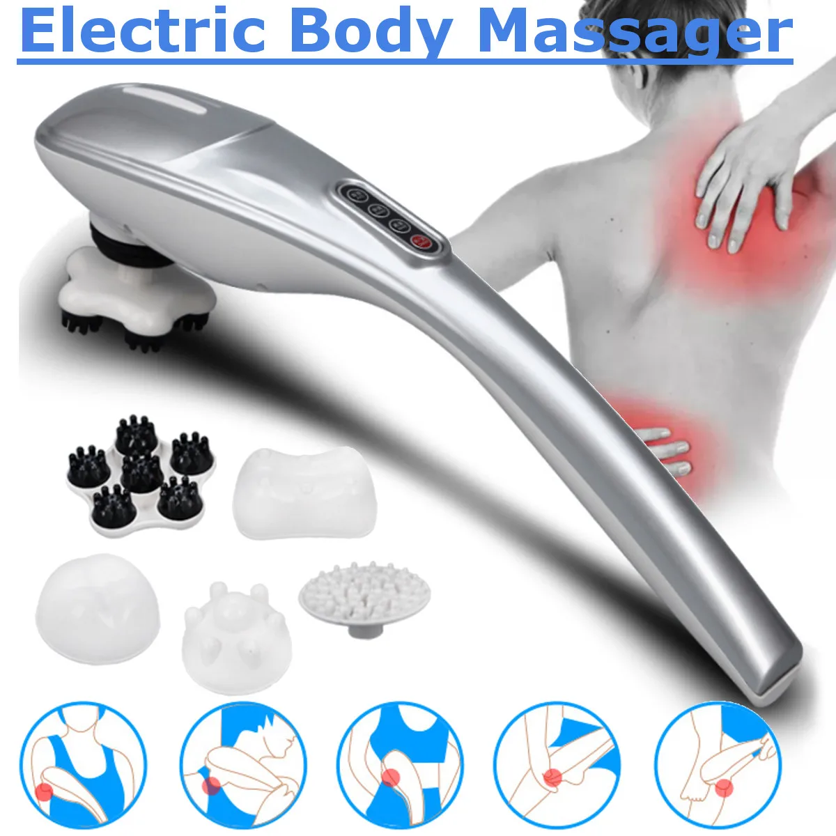 

Auto Electric Neck Massager Handheld Hammer Infrared Massage Back Waist Leg Body Relax Cervical Vertebra Roller Massage Stick
