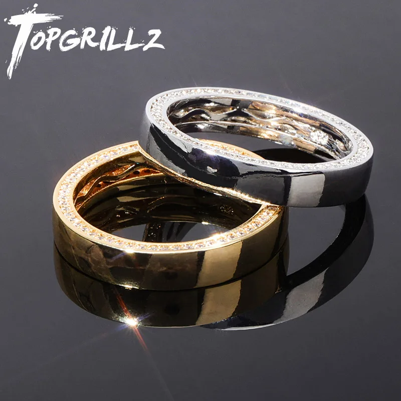 TOPGRILLZ хип-хоп обручальные кольца из стерлингового серебра 925 пробы кольцо из Кубического циркония 7-11 дюймов мужские женские ювелирные изделия для подарков Вечерние