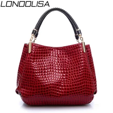 LONOOLISA, женская сумка из кожи аллигатора, сумки с верхней ручкой для женщин,, модная сумка через плечо, черная, женская сумка