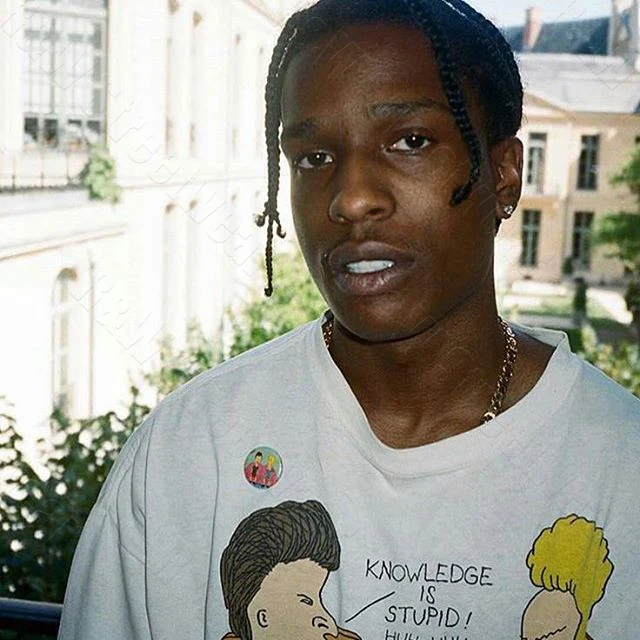 ASAP Rocky Футболка Хип-Хоп Уличная Мужская и женская белая рэп Винтажная с длинным рукавом модал