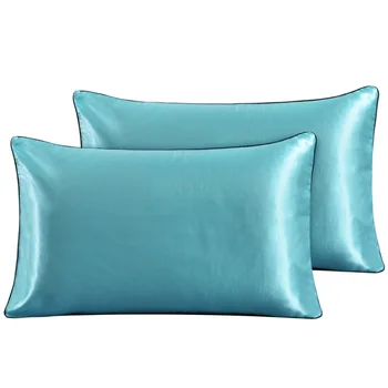 

20 X 30Inch 2PCS Imitated Silk Pillowcase Solid Color Polyester Pillow Cover New arrive