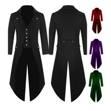 fashion Blazer Retro Gothic Button Tailcoat Formal Blazer Tuxedo Party veste costume homme Black Red Green Purple Jacket