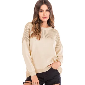 

O-neck Sweater Hollow Out Long Sleeve Sweater Women 2018 Autumn Solid Knitted Sweater Top High Quality