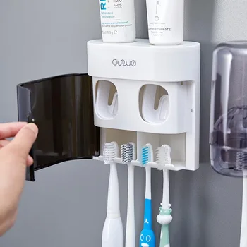 

Multifunction Automatic Toothpaste Squeezer Dust-proof Toothbrush Holder With Magnetic Cover For Bathroom Accessories Sets