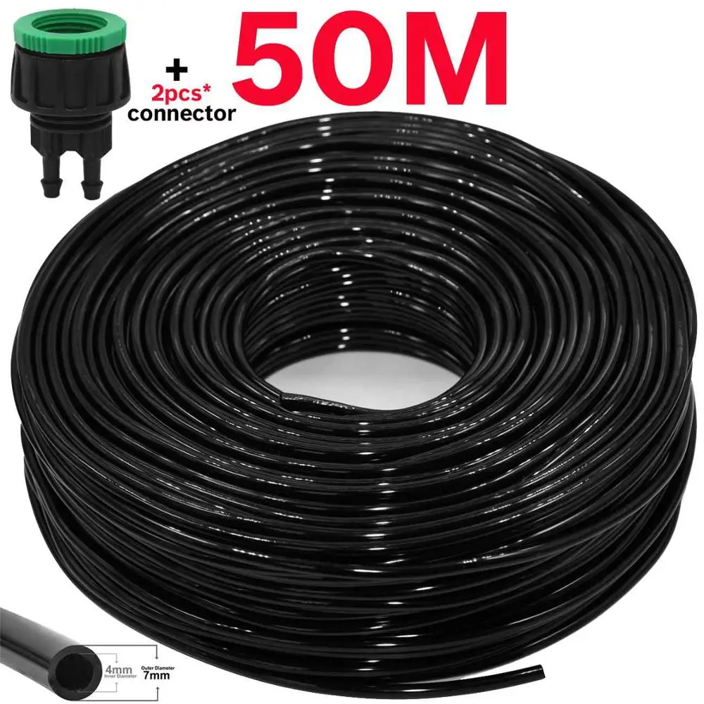 KESLA 25/50 м поливочный шланг 4/7 мм водный сад труба трубопровод W/1/2 ''& 3/4'' интегрированный соединитель для полива и орошения системы комплект Теплицы - Цвет: 50M(164ft)