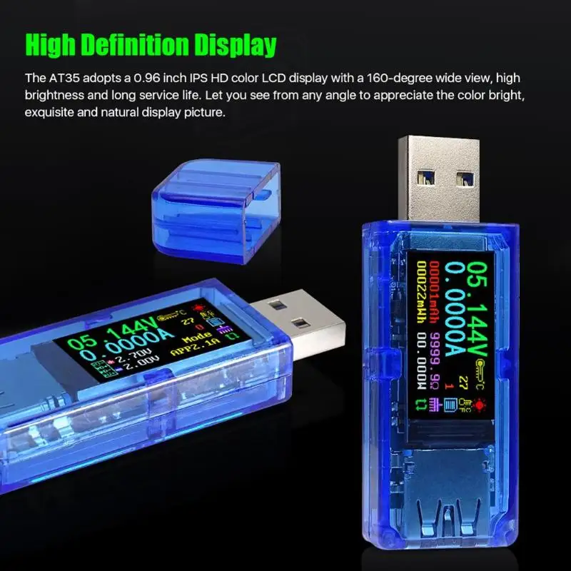 AT35 USB 3,0 тест er индикатор напряжения зарядное устройство метр мобильный источник питания детектор Вольтметр Амперметр Напряжение Ток емкость тест