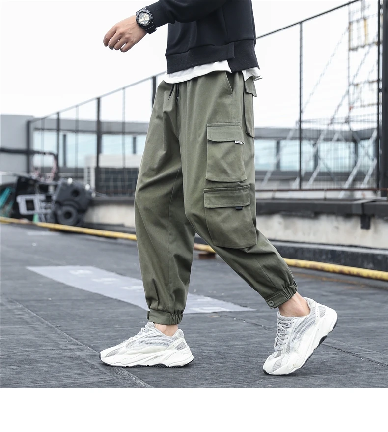 New Men's Side Pockets Cargo Pants 2021 Black Hip Hop Harem Pants Casual Male Joggers Sweatpants Fashion Streetwear Trousers 5XL black cargo pants mens