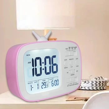 

1Pcs LED Digital Alarm Clock Electronic Smart Mute Clock Backlight Display Temperature & Calendar Snooze Function Alarm Clock