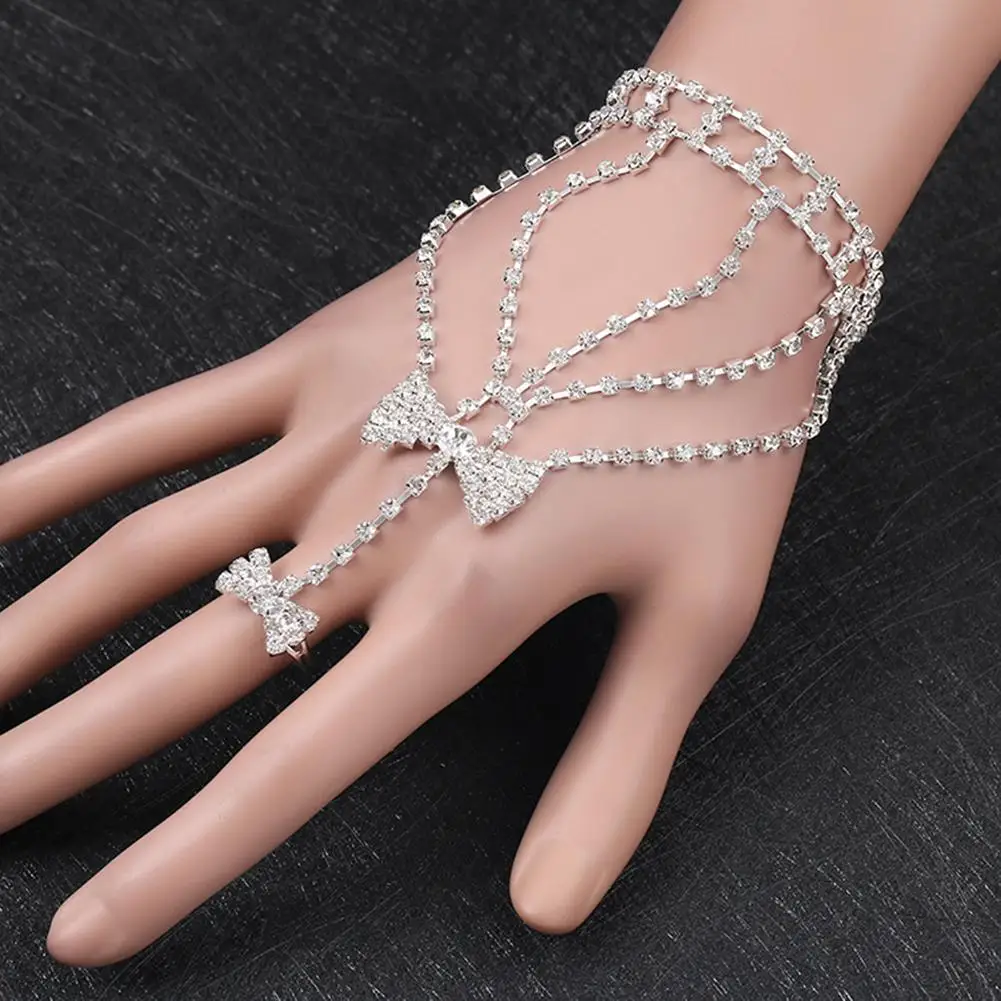 

2Pcs Fashion Women Rhinestone Bowknot Ring Multi-Layer Bracelet Bridal Jewelry Bohemia Geometric Bracelet Women Jewelry Bangle F