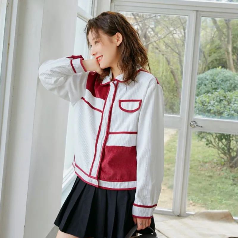 TVVOVVIN new spring and summer fashion women clothes turn-down collar contrast colors shirt female blouse WK19603M