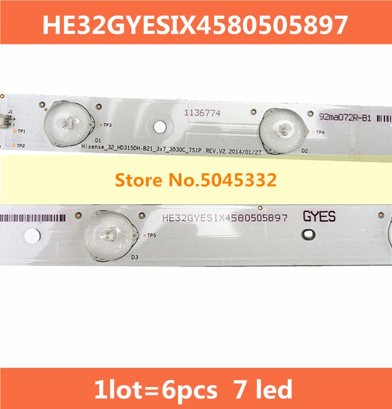 6 шт. 3" светодиодный подсветка бар E25784 для Hisense 32 HD315DH E81 B21 HE32NME9UX4012406497 7 светодиодный s 590 мм