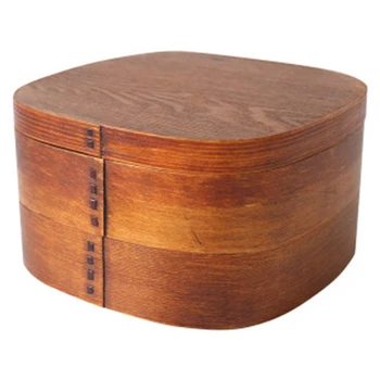

Japanese-Style Split Double-Layer Bento Box Simple Wooden Lunch Box Student Lunch Box Sushi Box Wooden Tableware Box