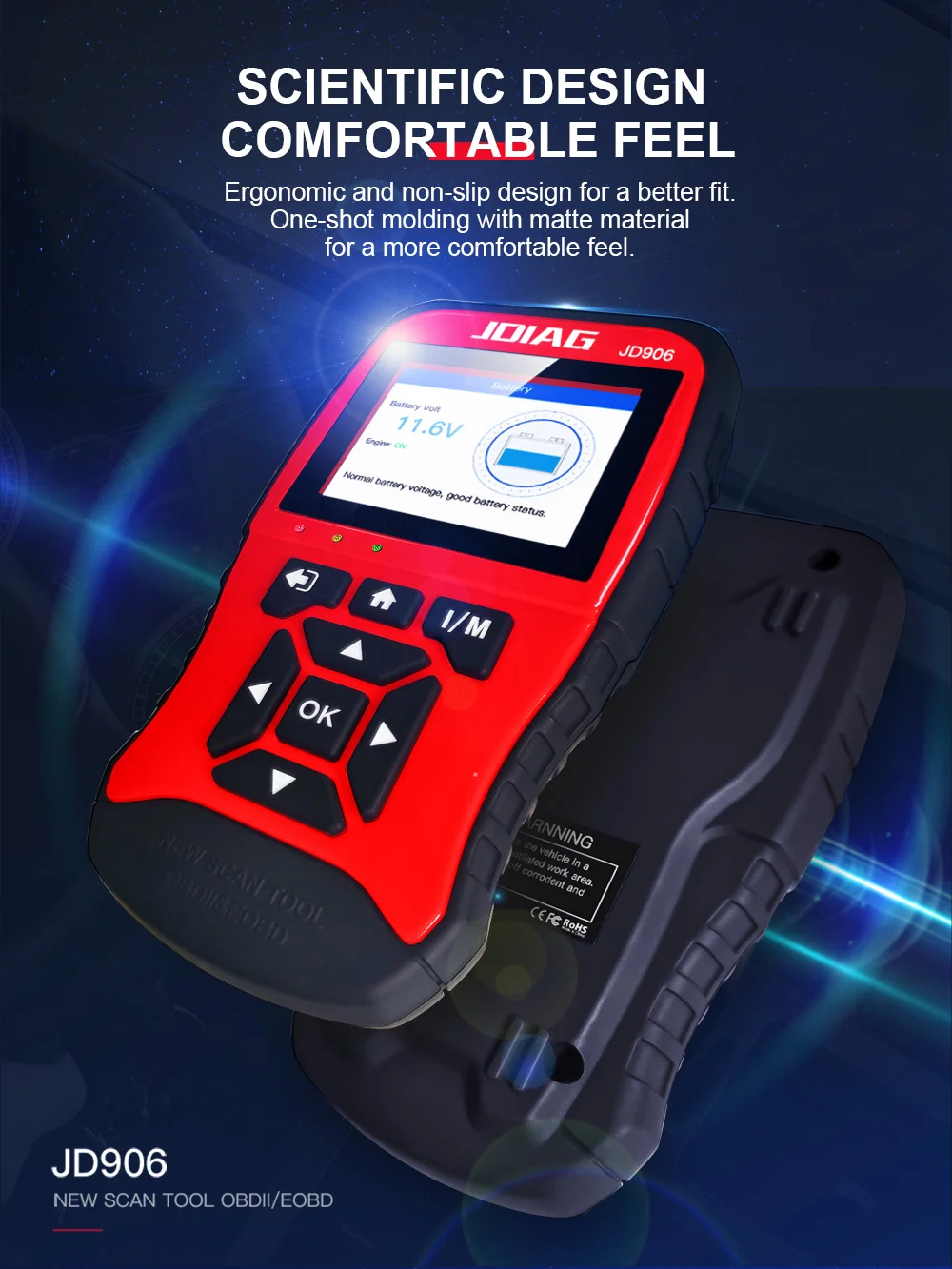 JD906 Enhanced Mode 6 Mode 8 OBD2 Car Scanner Engine Fault Code Reader For Smog Check With Core Analysis Automotive Scanner