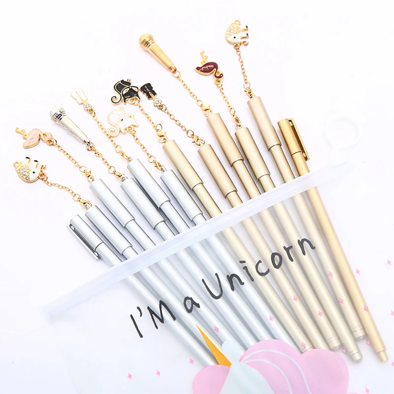 12Pcs/pack Creative Kawaii Gel Pen Black Cat We Bare Bear Cactus Unicorn Flamingo Christmas Gift Cute Stationery Store Ink Pens - Цвет: 2