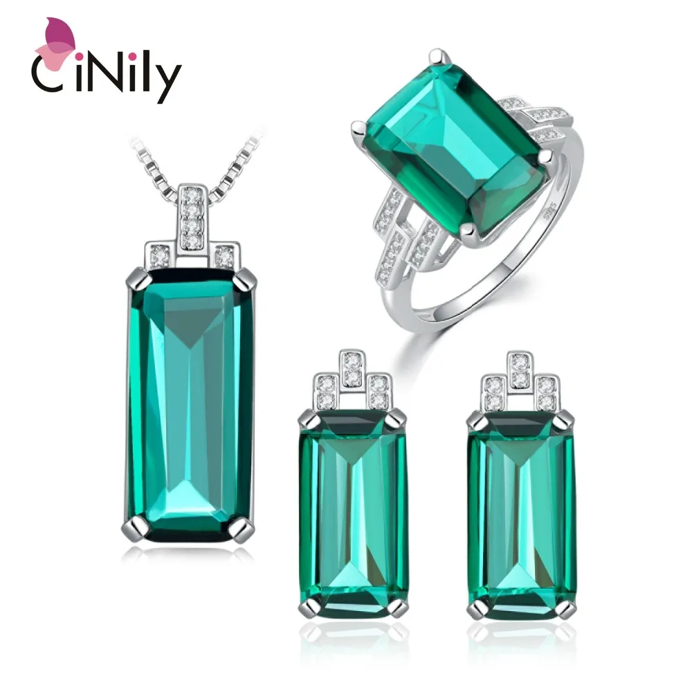 CiNily Conjunto De Joyas De Plata De Ley 925 Con Zafiro Rub Rojo 