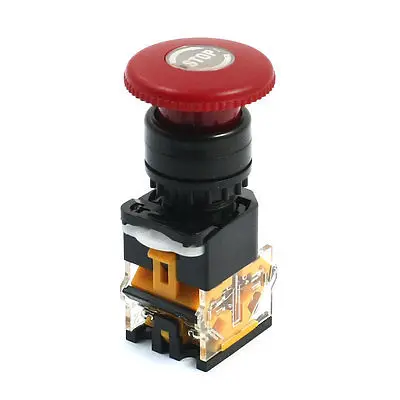 

380V 10A DPST 1NO 1NC Circuit Control Self-Locking Mushroom Pushbutton Switch