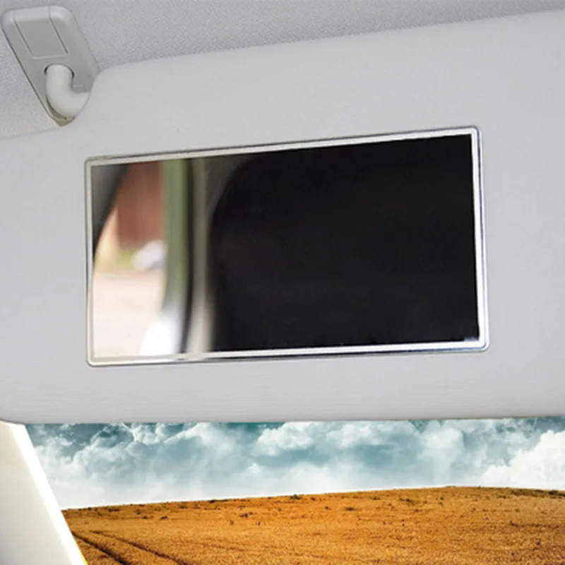 1pc 65x110mm Car Interior Mirror HD Makeup Mirror Portable Sun Visor Mirror Sun-Shading Stainless Steel Auto Decoration