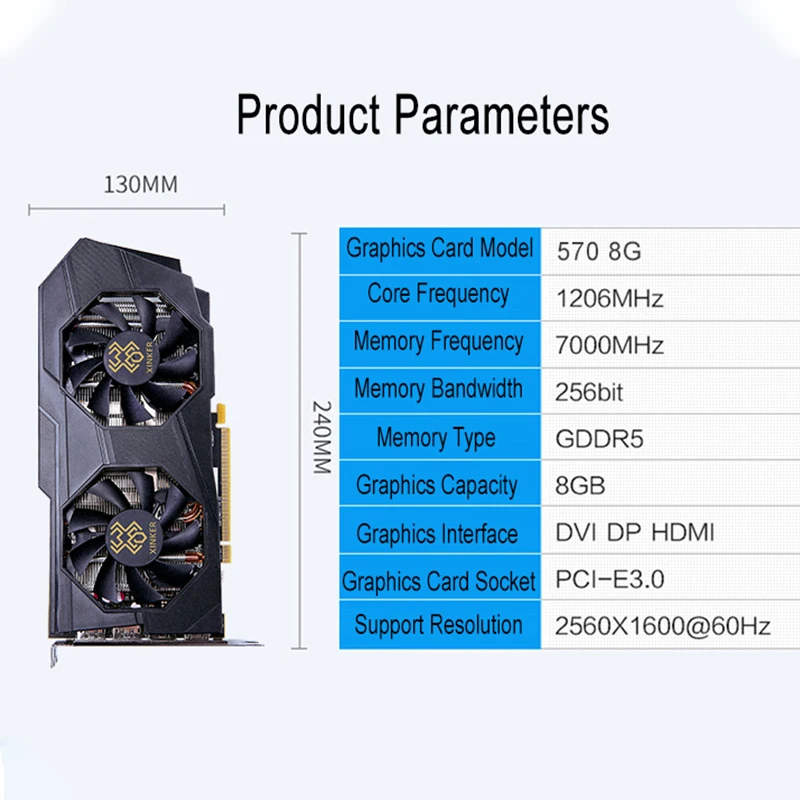 For Radeon RX570 8GB 256bit GDDR5 PCI Express x16 3.0 D5 Desktop Computer PC Gaming Video Graphics 