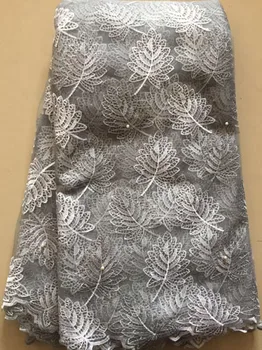 

Wholesale African Tulle Lace Fabric High Quality 2019 French Net Lace Embroidered Beaded Nigerian Lace Fabric grey FLL3248