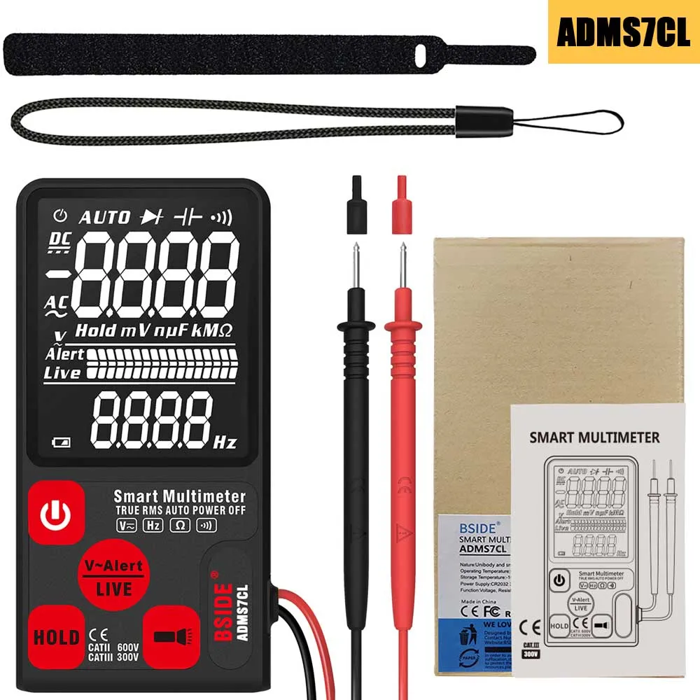 Мини цифровой мультиметр BSIDE ADMS7CL/S9CL EBTN ЖК-дисплей DC AC вольтметр тест er емкость диод NCV сопротивление Hz тест - Цвет: ADMS7CL