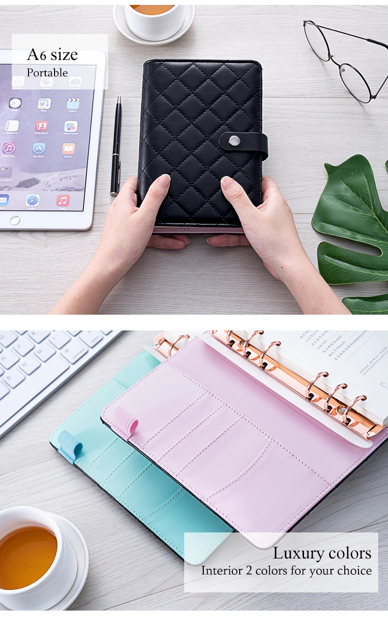 couro PU, 6 Ring Binder Journal, Material