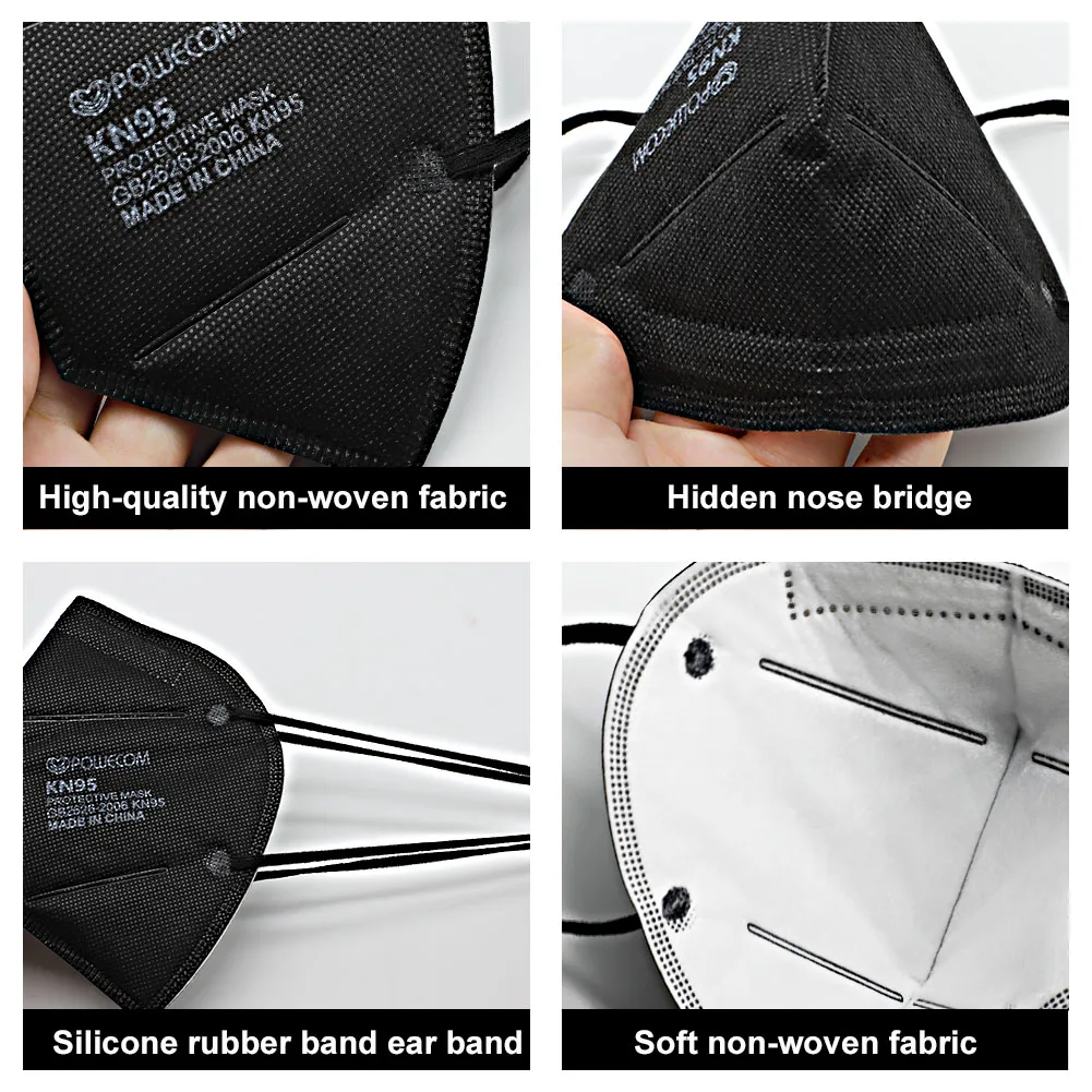 KN95 Masks POWECOM Reusable KN95 Face Masks Protective Mouth Mask 5Layer Filter Dust mascarillas tapaboca Adult Black Mask
