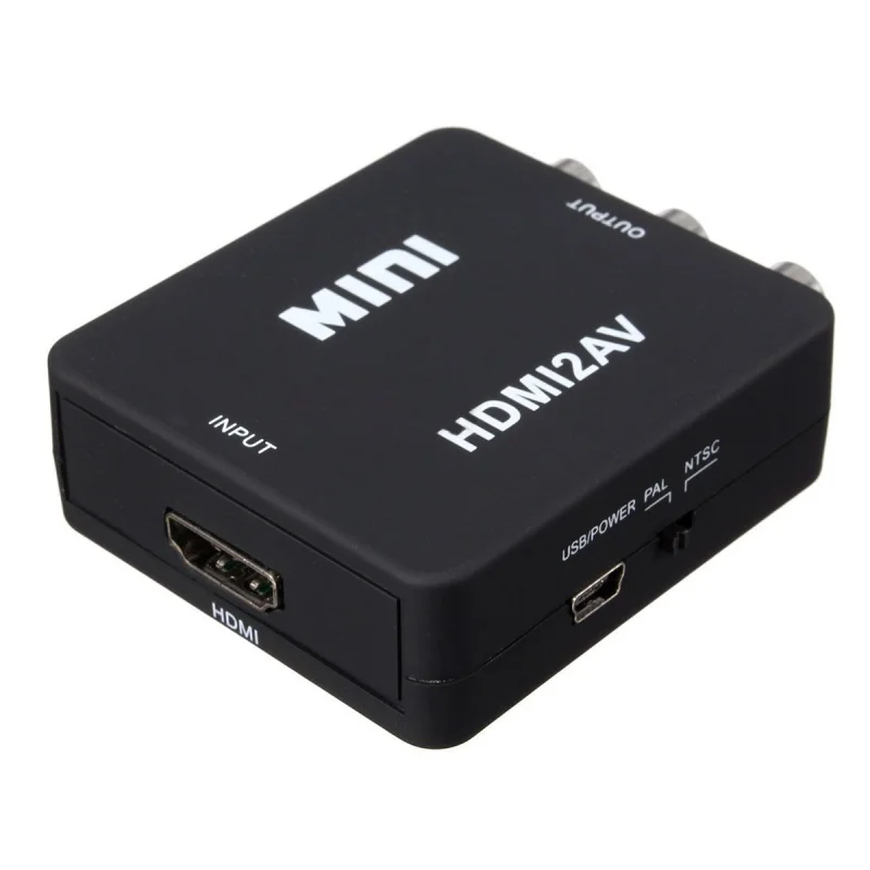 Мини HDMI к 3RCA CVBS композитный видео AV конвертер адаптер ТВ VHS и VCR DVD черный