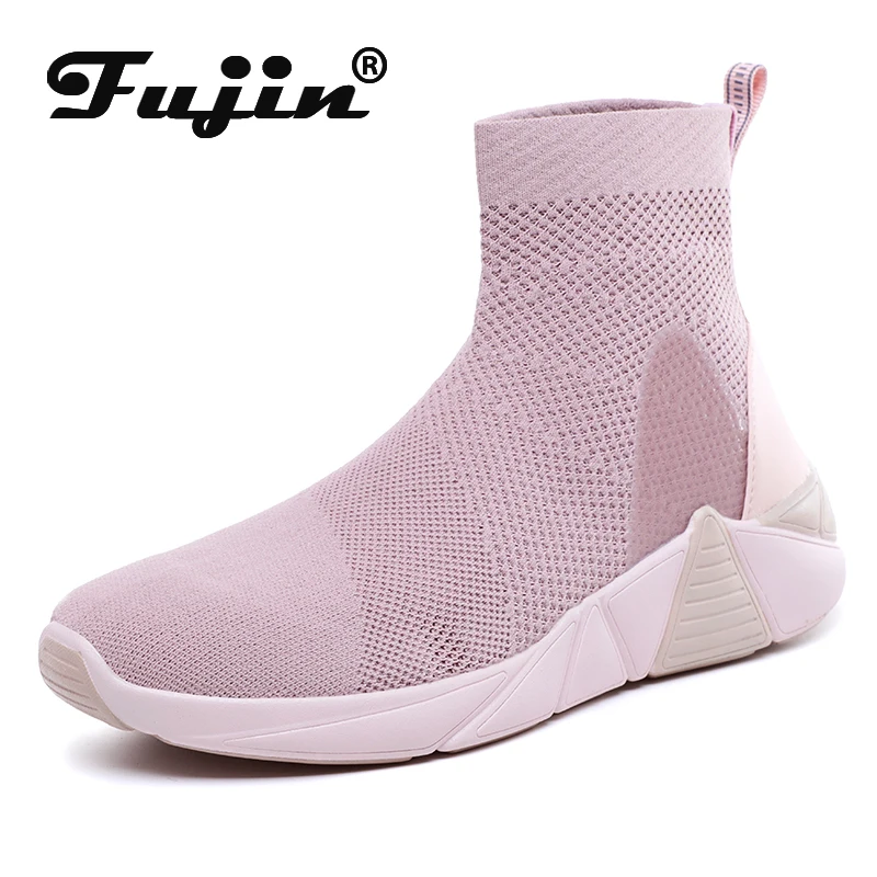 Женские кроссовки на платформе fujin дышащие Стрейчевые с высоким берцем