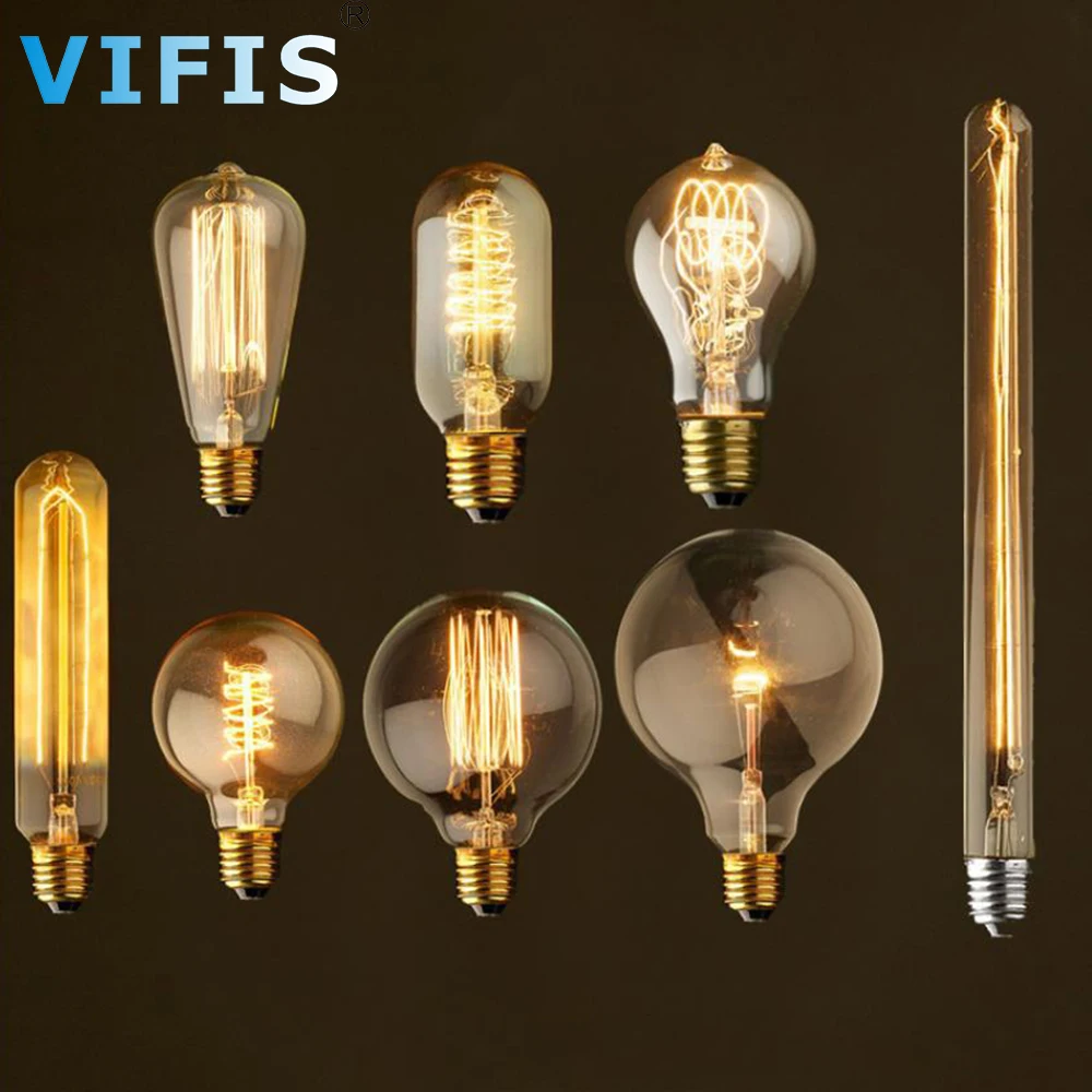 

40W Dimmable E27 Bulb vintage Edison bulb for retro Ceiling lamp 220V Filament Spiral Bulb E27 Wall Lights Antique Bulb