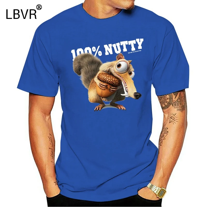CafePress Ice Age Scrat 100% Nutty Dark T Shirt Cotton T-Shirt (1601681350) | Мужская одежда