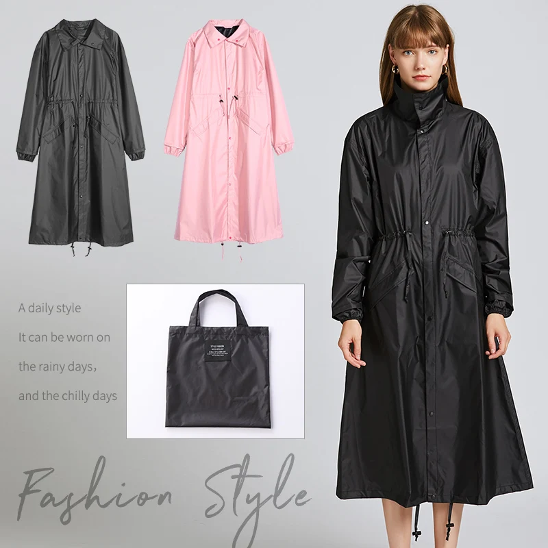 ladies long raincoat with hood