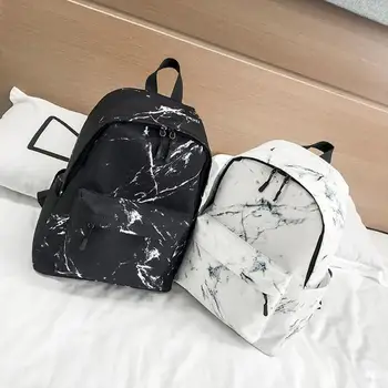 

Women 's Backpack Fashion Marble Stone Pattern Schoolbag Youth Canvas Backpack Primary School Girls Casual Travel Shoulder Bag