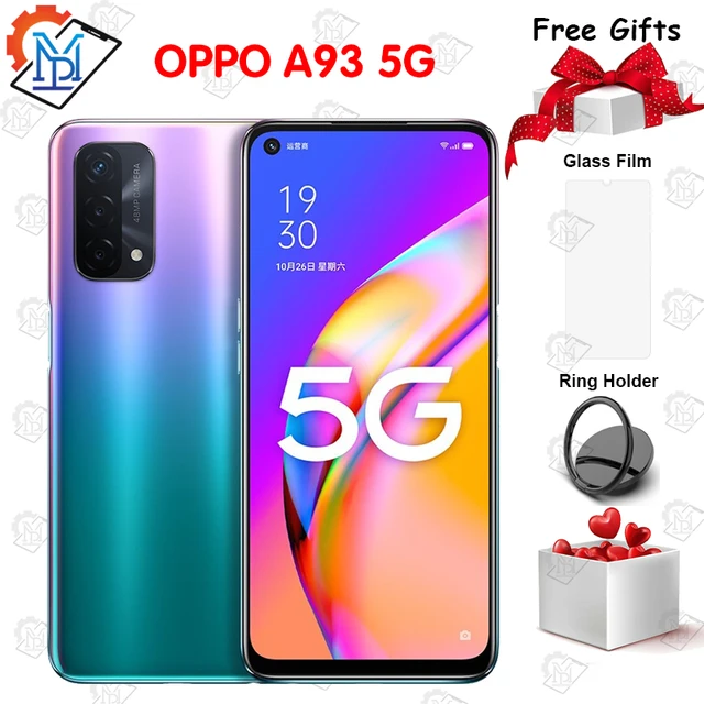 Oryginalny telefon komórkowy OPPO A93 5G 6.5 Cal 90Hz ekran 8GB + 128GB Snapdragon 480 Octa Core Android 11 5000mAh bateria Smartphone 1