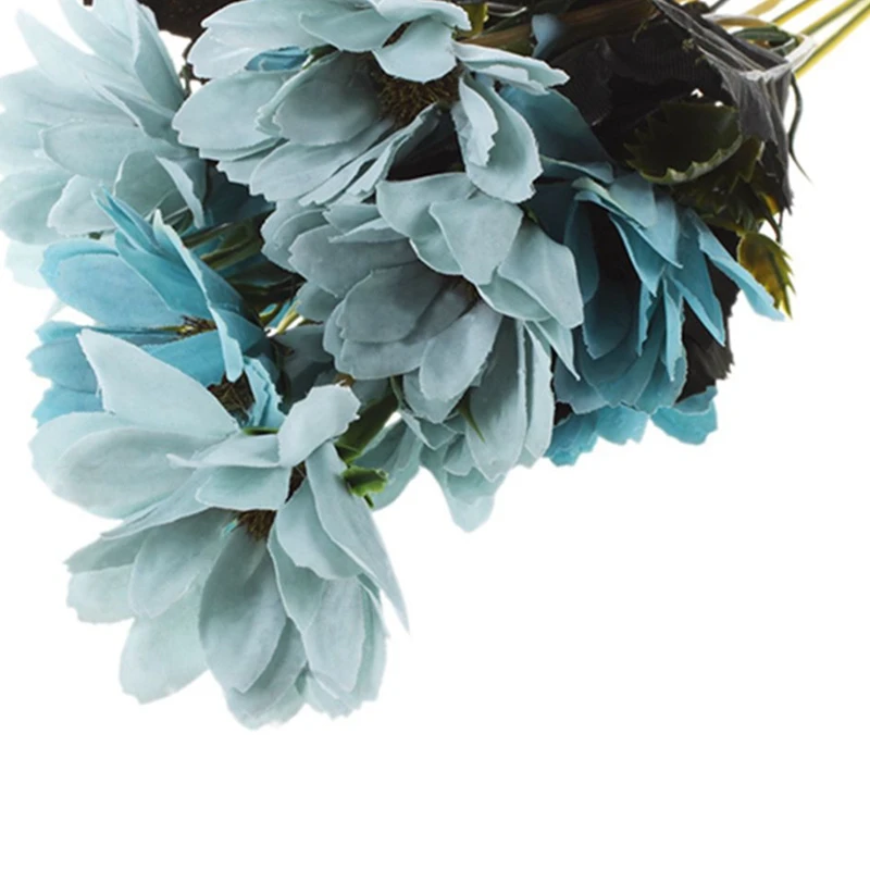 2 Pcs Man Mad Bridal Daisy Flowers Fake Silk Bouquet Home Party Decor Props Artificial Bouquet Length 30Cm Per Flower Diameter 6