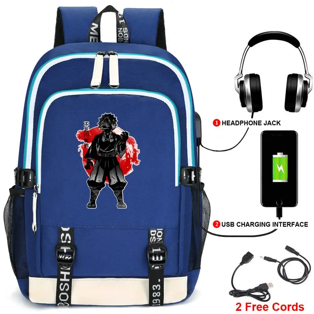 Аниме Demon Slayer: Kimetsu no Yaiba usb зарядка рюкзак Оксфорд школьные сумки студентов Bookbag путешествия ноутбук рюкзак Tanjirou - Цвет: 12