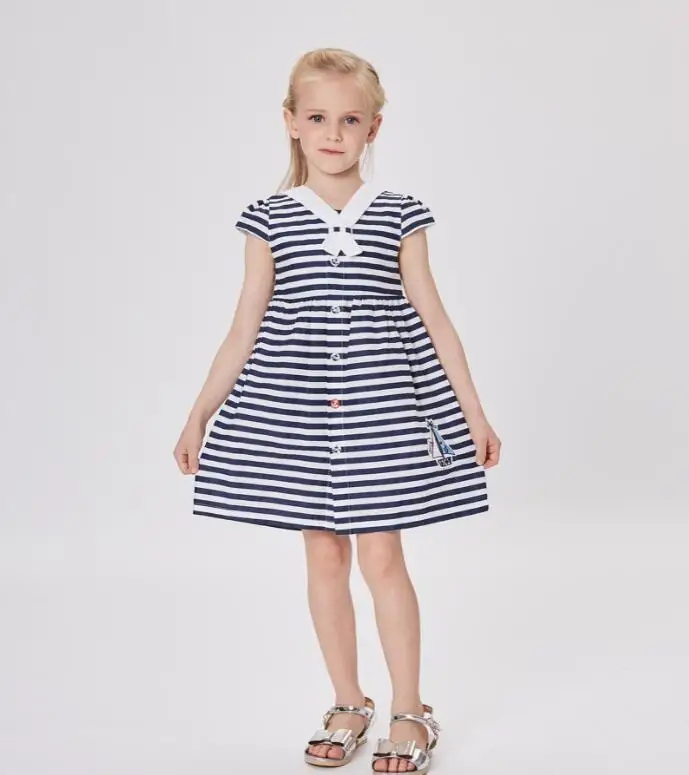 Летние платья для маленьких девочек, детское платье принцессы в полоску с бантом, модные детские платья в европейском стиле, одежда для маленьких девочек