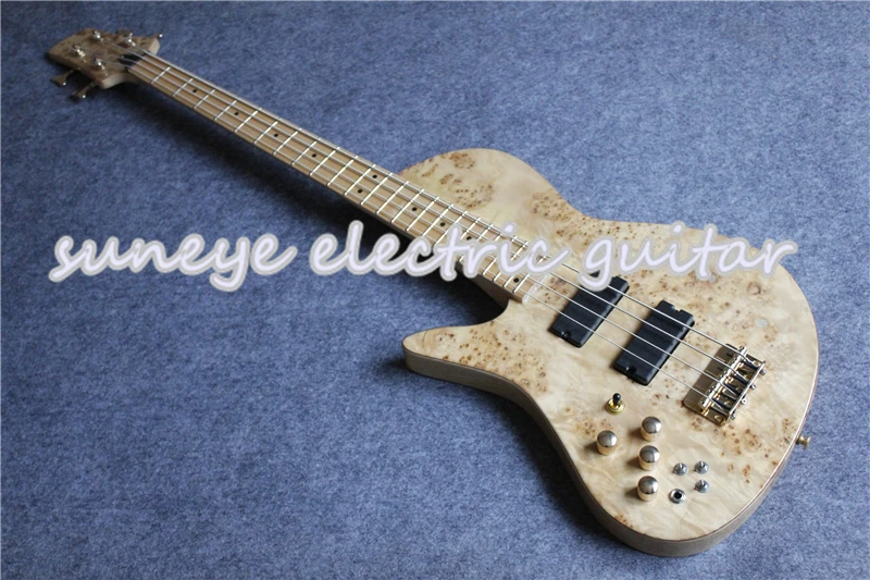 

Hot Sale Natural Wood Fodera Style Electric Bass Guitar 4 String Left Handed Guitar Bass Neck Through Bass Guitar Free Shipping