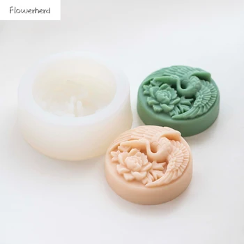 

Crane Peony Silicone Mold DIY 3D Round Soap Mold Soap Making Supplies Resin Mold Fondant Tools Chocolate Mold Cake Decorating